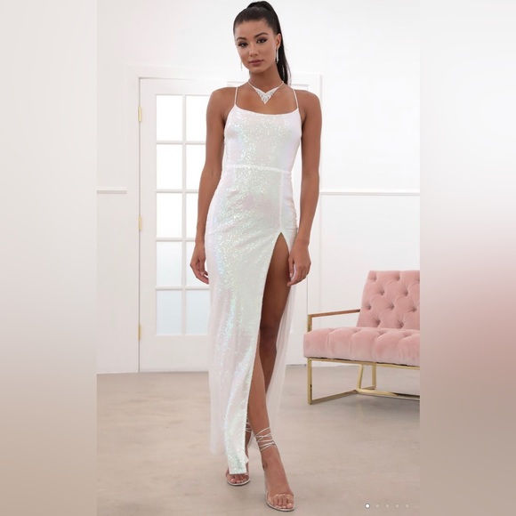 Lucy in the Sky white iridescent prom dress - Picture 8 of 8